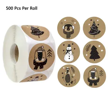 

1 Roll(500pcs) 6 Designs 1 Inch Christmas Theme Seal Labels Stickers For DIY Gift Baking Package Envelope Stationery Decoration