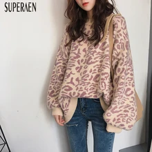 SuperAen, леопардовые пуловеры, свитер для женщин, Дикие повседневные, осень и зима, женский свитер в Корейском стиле, вязаные топы для женщин