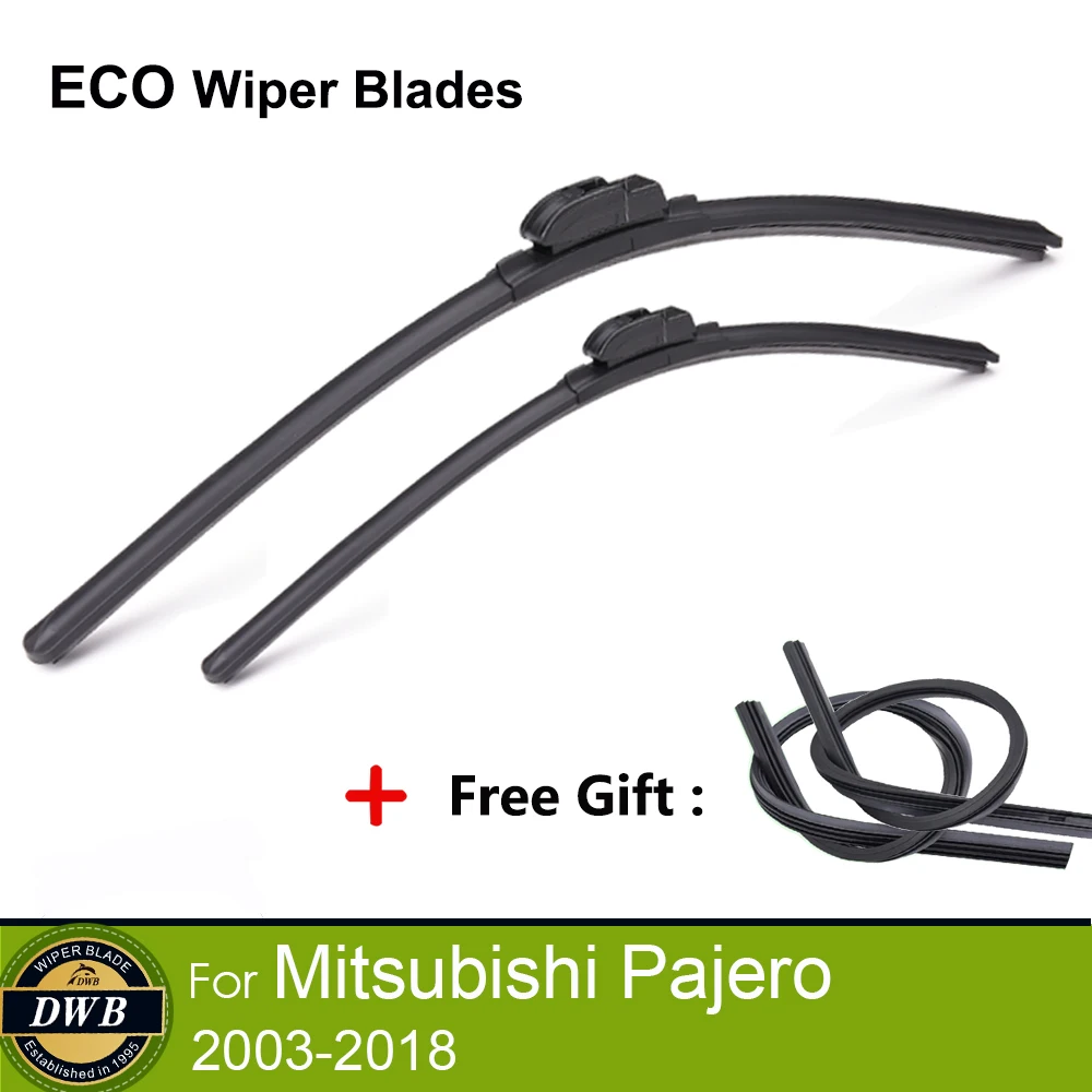 2Pcs ECO Wiper Blades for Mitsubishi Pajero 2003-2018 Free gift Rubbers Clean Windshield Wipers |