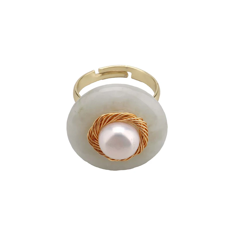 

DMRFP208 Handmade Pearl Ring Retro Style Simple Freshwater Pearl Natural Stone Temperament Ring