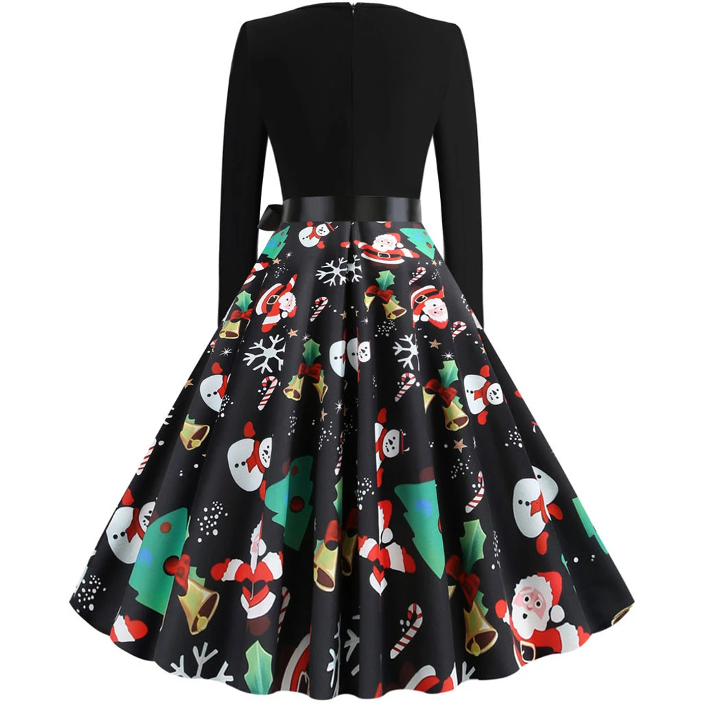 JAYCOSIN Christmas Dress Autumn Women Long Sleeve Winter Dress Vintage 50s 60s Gothic New Year Festival Winter Dresses 918
