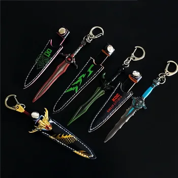 

17cm New Mobile Game Game Periphery Weapon Model Keychains With Sword Set Sword Key Chains Alloy Pendant Key Rings