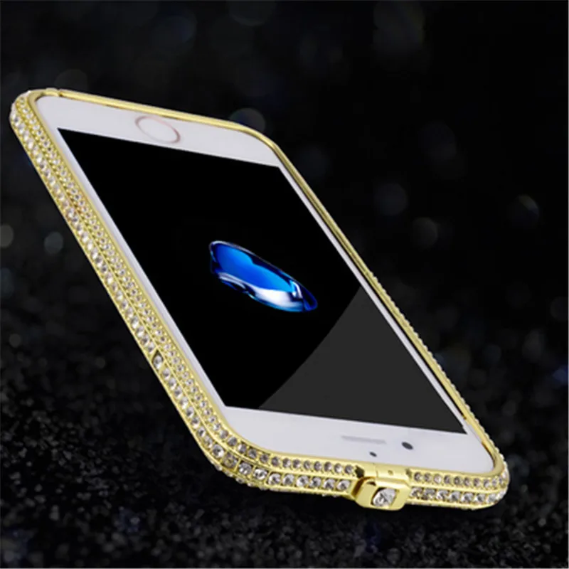 Серебряный чехол Capinha для Apple iPhone 7 8 Plus, украшенный драгоценными камнями чехол для iPhone X Xs max XR 6 6S Plus, роскошные Мобильные аксессуары - Цвет: Gold