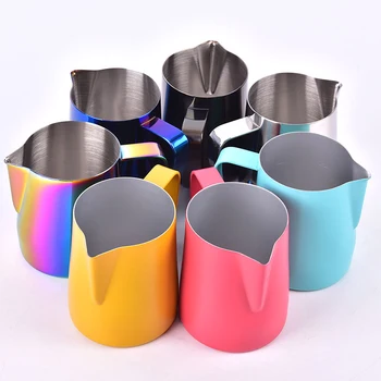

Milk Steaming & Frothing Pitcher Stainless Steel Non-Stick Milk Jug Pull Flower Cup For Coffee Cappuccino Latte Art