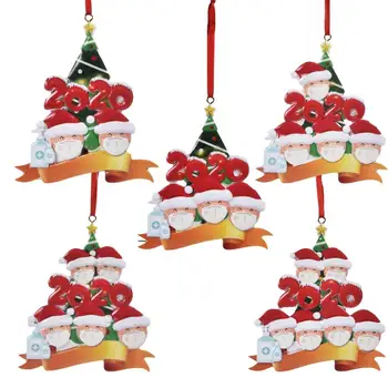 

2020 Christmas Quarantine Decoration Christmas Tree Pendant DIY Personalized Love Family Blessing Resin Christmas Ornament