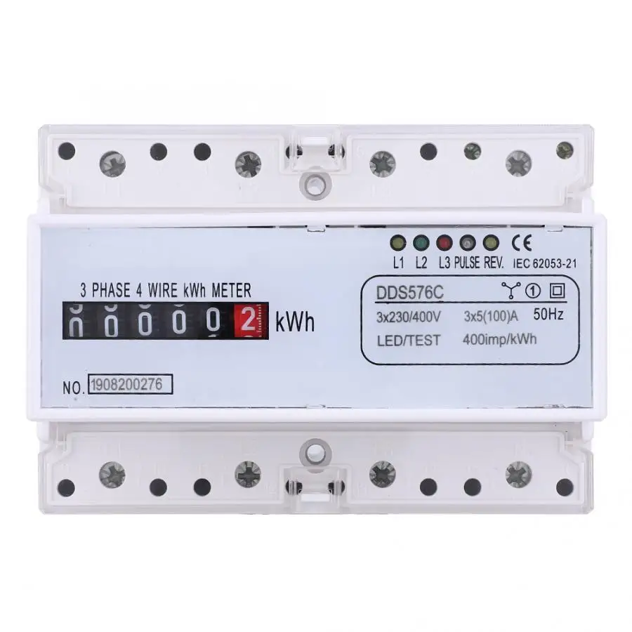 energy meter 3 Phase 4 Wire DIN Rail Energy Meter Wattmeter Electricity Pulse Counter digital wattmeter