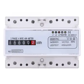 

energy meter 3 Phase 4 Wire DIN Rail Energy Meter Wattmeter Electricity Pulse Counter digital wattmeter