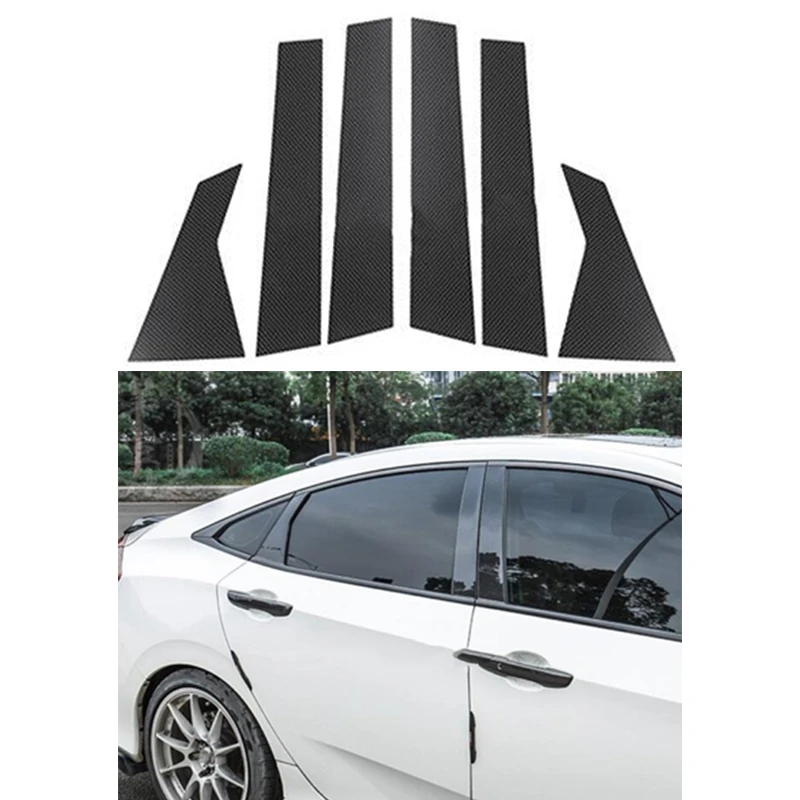 Углеродное волокно черная дверь столб крышки планки для Honda Civic