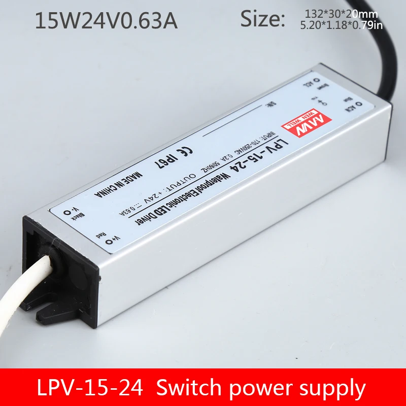 LPV-15-24v импульсный источник питания светодиодный водонепроницаемый источник питания 15 Вт 0.63A Одиночная Группа постоянного напряжения освещения