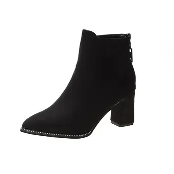 

Martin boots women's British style women's shoes 2020 new high-heeled thin and thin boots black thick heel short boots