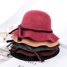 40 широкоугольная шерстяная Фетровая Шляпа Fedora женская элегантная Осенняя зимняя шапка винтажная фетровая шляпа от солнца Твердые головные уборы для женщин