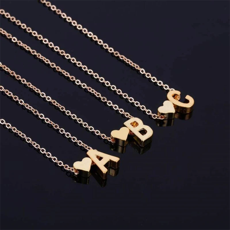 Fashion Tiny Heart Initial Necklace Personalize Letter Name Choker Necklace For Women Alphabet Pendant Jewelry Accessories Gift Fashion Tiny Heart Initial Necklace Personalize Letter Name Choker Necklace For Women Alphabet Pendant Jewelry Accessories Gift