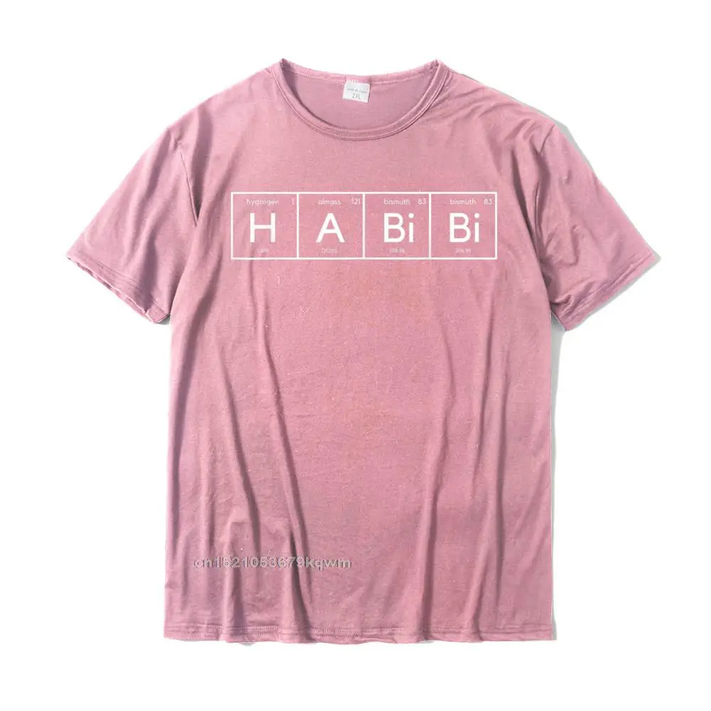 O Neck Personalized Cotton Fabric Young Top T-shirts Group Short Sleeve Tops T Shirt Fitted Leisure Tops Shirts Habibi Funny Arabic Lebanese Word Periodic Table T-Shirt__5176 pink