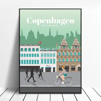 

Travel to Copenhagen Canvas Travel Poster Prints Home Wall Art Decor Painting