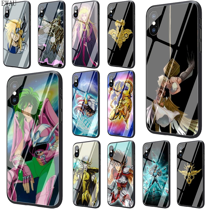 Чехол для телефона из закаленного стекла EWAU Cartoon Saint Seiya iphone 5 5s SE 2020 6 6s 7 8 Plus X XR XS 11 pro
