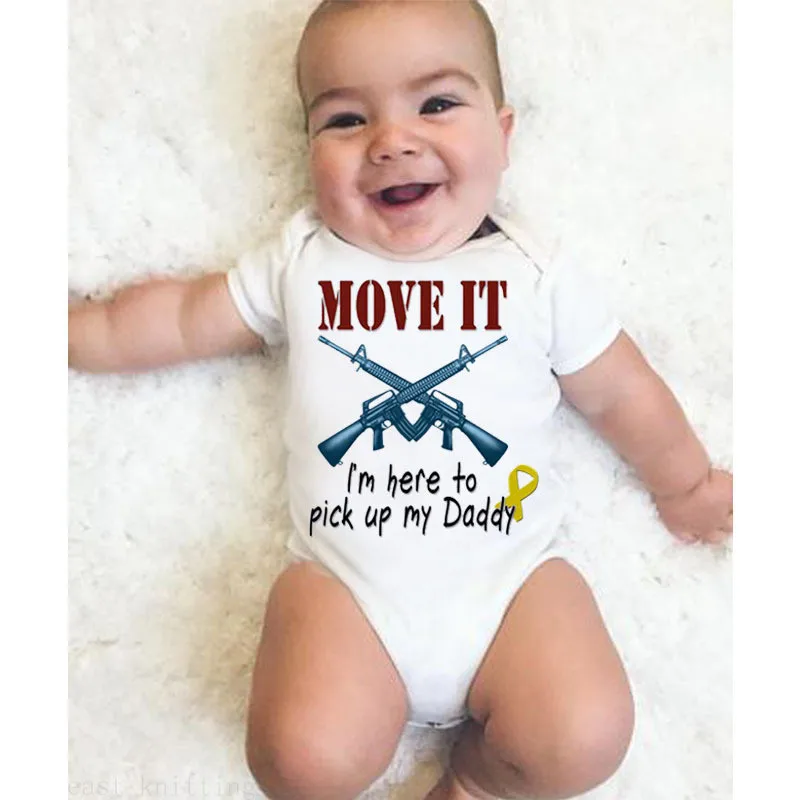 Детский комбинезон для новорожденных с надписью «Move It», одежда для мальчиков и девочек летние детские костюмы для игр, футболки с короткими рукавами, Детская верхняя одежда на возраст от 0 до 24 месяцев