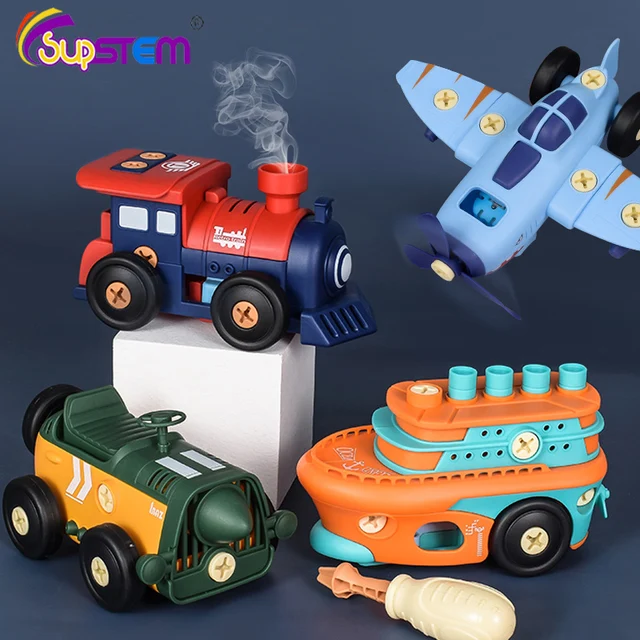 Disassembly Engineering Car Screw Nut Toy Plastic Screwdriver for Kids Screw Nut Toys Airplane Steamship Car Model Building Kit 2