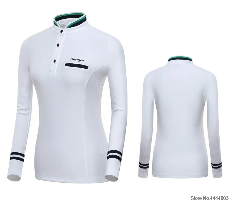 New Women Autumn Golf Training T Shirts Long Sleeve Button Neck Tennis Tops Shirt Breathable Wearing Golf Sportswear D0691