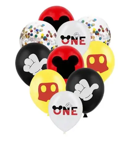 Mickey Mouse Party Baby Disposable Tableware Cup Cake Topper Ballon Boy and Girl Birthday Party Kids Party Supplie Color Decor 10pcs Balloons-4
