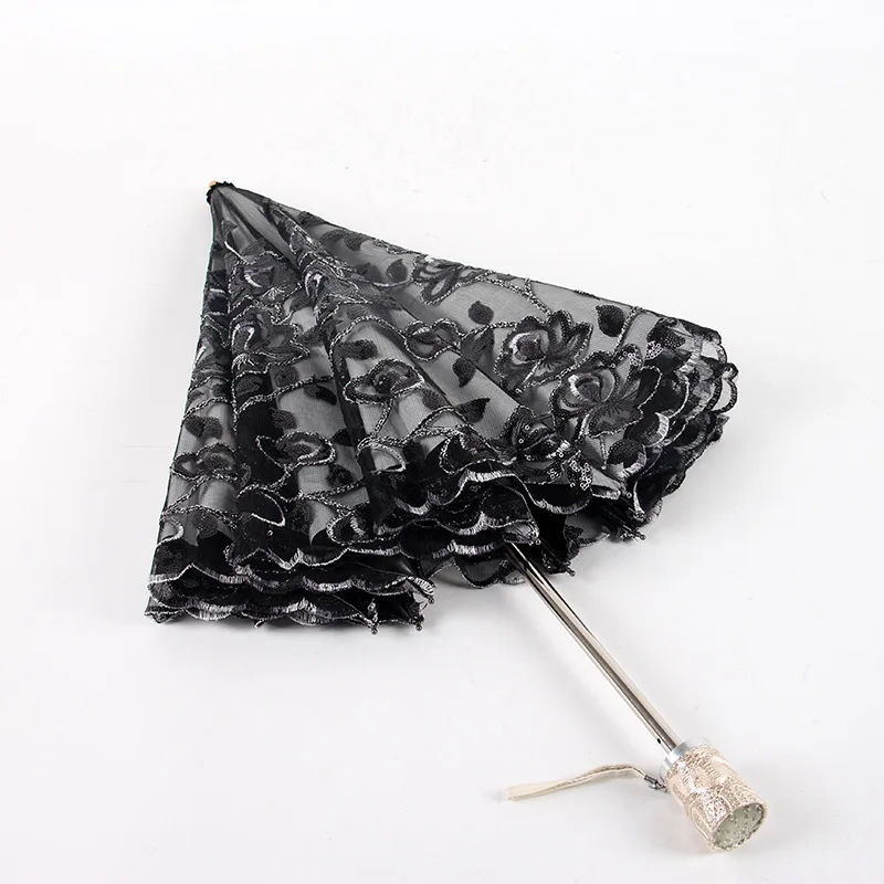 Vinyl Parasol Embroidered restonic san Aurora New Style All-Weather Umbrella Two Fold Double Layer UV-Protection Parasol