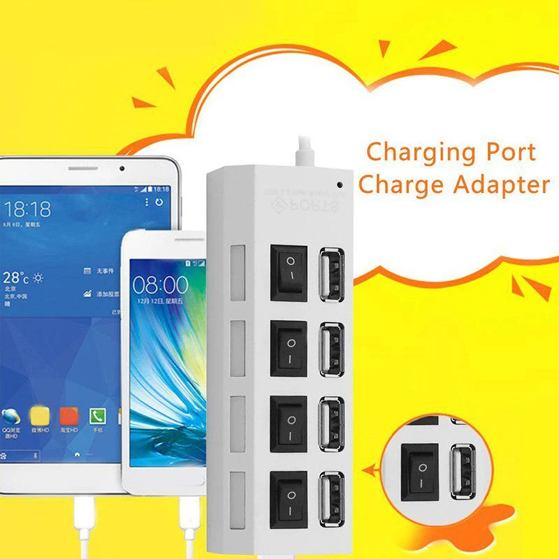 4 Порты и разъёмы Micro usb-хаб 2,0 USB высокоскоростной разветвитель 480 Мбит/с USB 2,0 концентратор светодиодный с переключателем для планшета