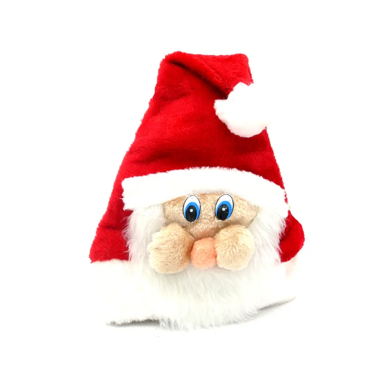 Christmas Costumes Santa Claus Hat Christmas Cap Plush Cloth Christmas Cap with Facial Makeup