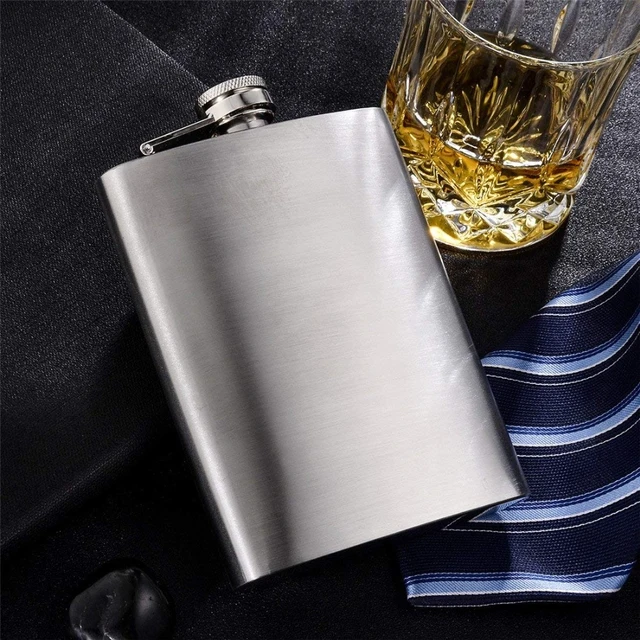 Petaca portátil de acero inoxidable para hombre, frasco cubierto de cuero  marrón para Alcohol, whisky, regalo, 6/8oz - AliExpress