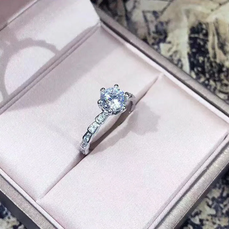 D-COLOR Муассанит Обручальные кольца для женщин 0.8ct 1ct карат муассанит женские кольца с сертификатом GRA