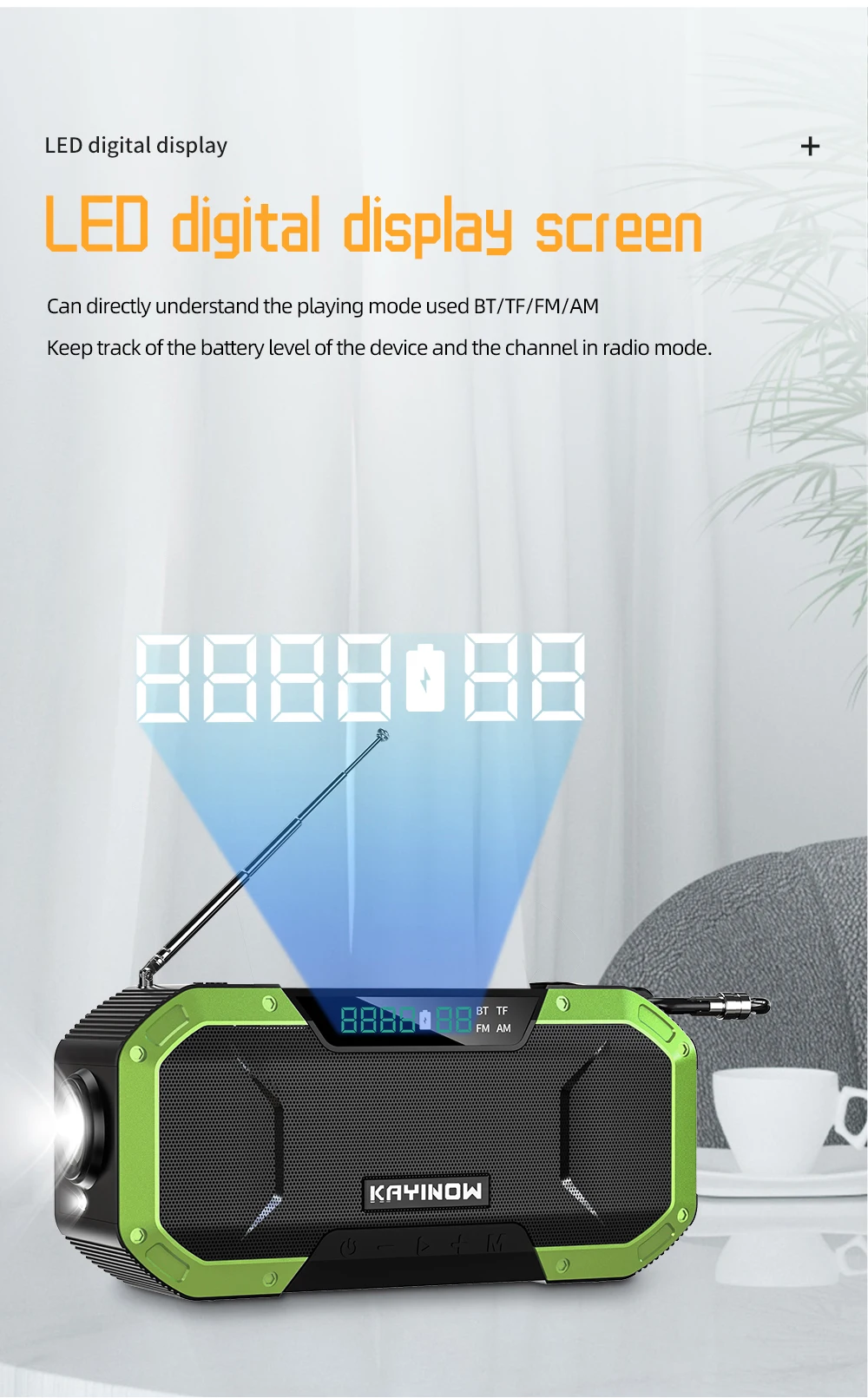 2021 Multifunctional Portable Bluetooth Speaker Hand Crank Solar Radio AM/FM Radios LED Flashlight and 5000mAH Power Bank w/ sos