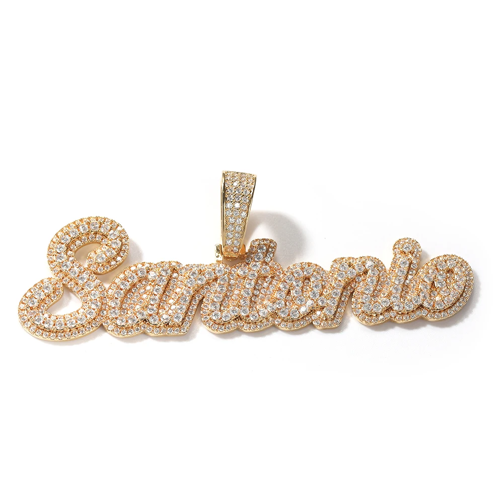 THE BLING KING Custom Cursive Letter Baguettecz Chain Iced