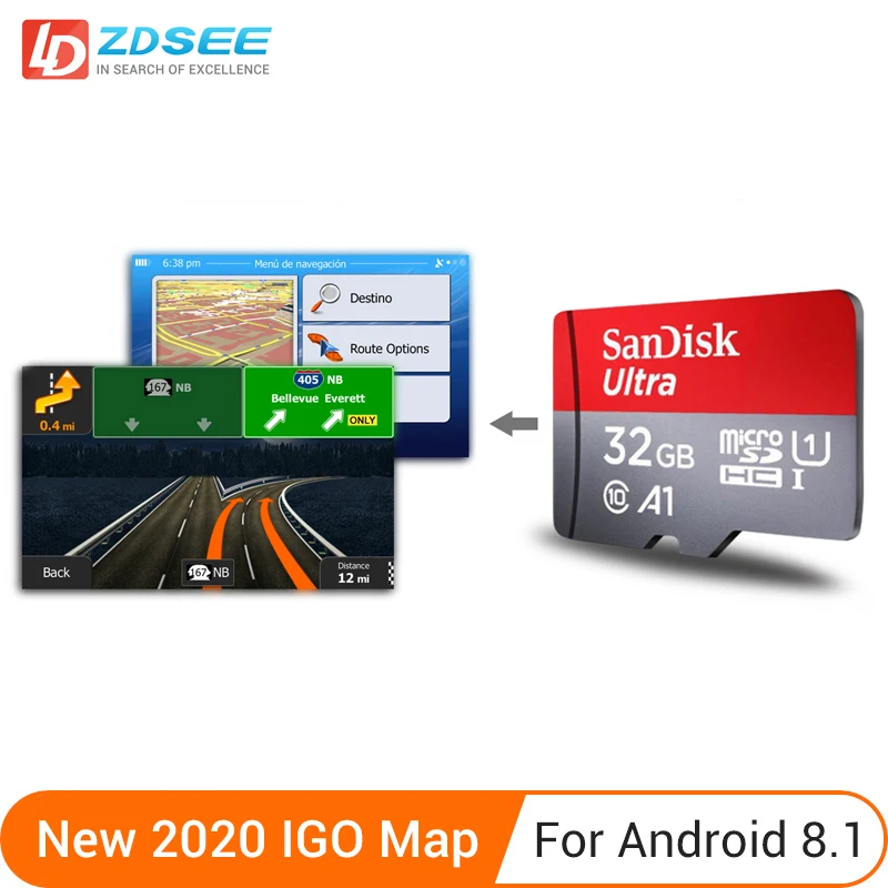 Tarjetas microSD con mapa GPS, 32GB, Android 8,1 o superior, actualización gratuita para navegación Gps, para Europa, Rusia, España, etc.