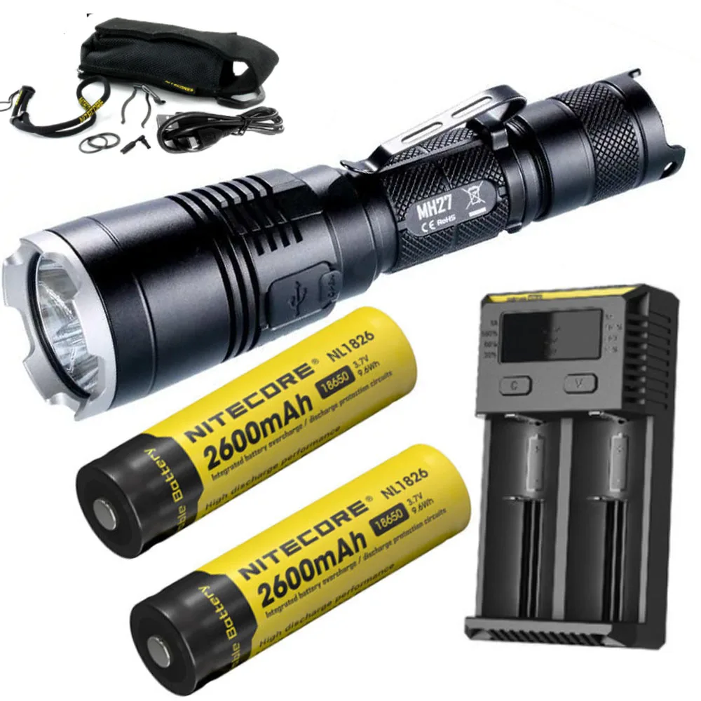 NITECORE MH27 RGB светильник CREE XP-L HI V3 max 1000 люмен фонарь луч бросок 462 м Тактический светильник+ 2x18650 батареи