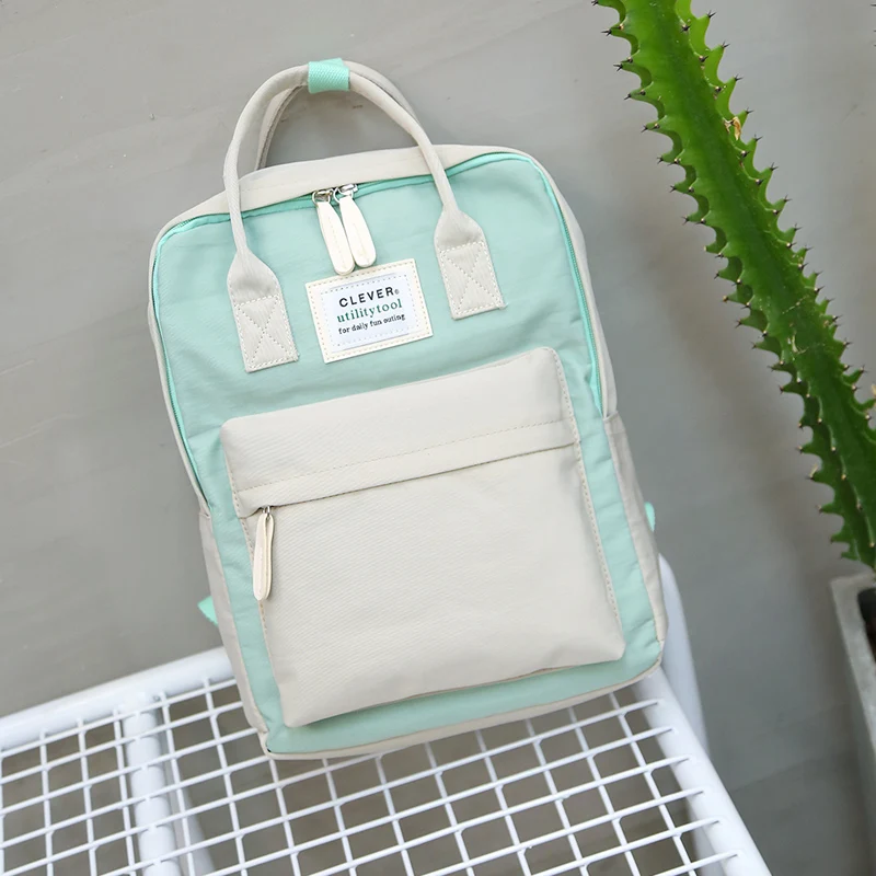 Многофункциональный женский рюкзак Модный молодежный корейский стиль сумка на плечо рюкзак для ноутбука школьные сумки для подростков девочек мальчиков путешествия - Цвет: green beige