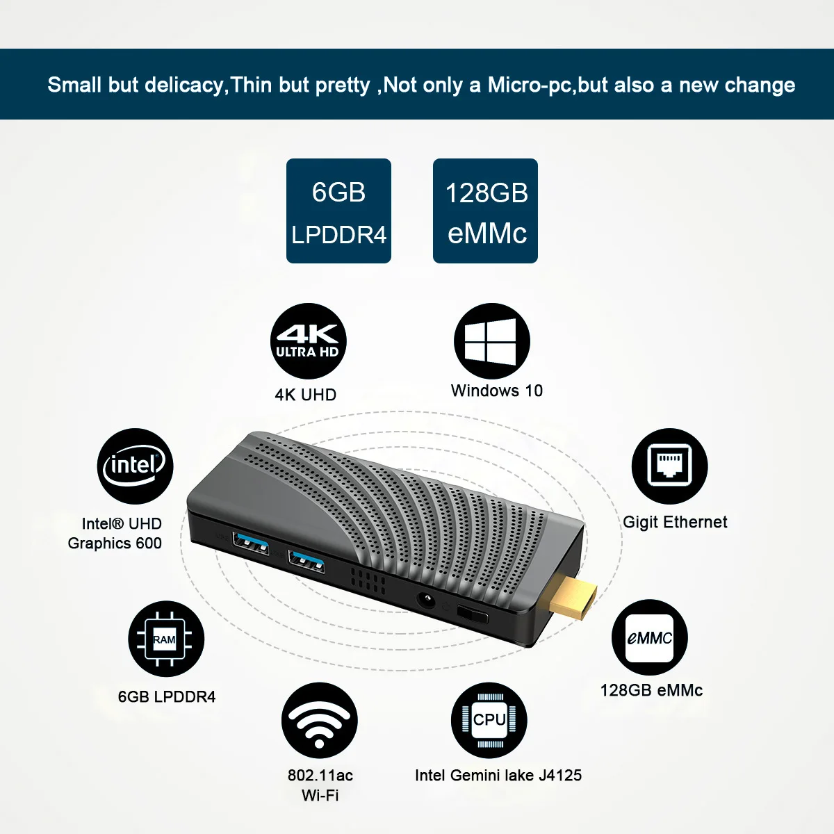 

4K Stick CPU Mini PC Windows 10 2GB 32GB