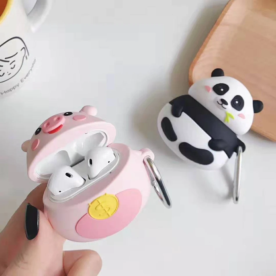 Чехол для AirPods 3D персональный мультяшный чехол для пары животных для Airpods 2/i10/i11 TWS Защитная крышка с крючок карабина