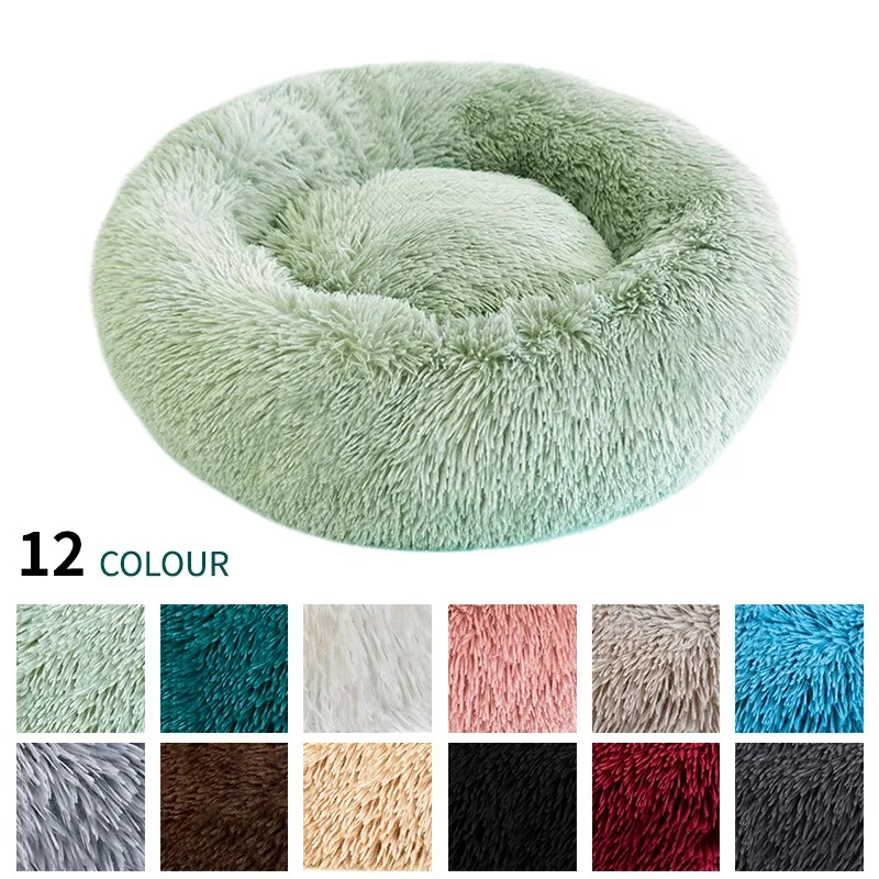 Cama de perro suave juguetes de peluche Donut sátiro ronda perro perrera Ultra lavables suaves perro gato cojín de cama de sofá cálido Venta caliente