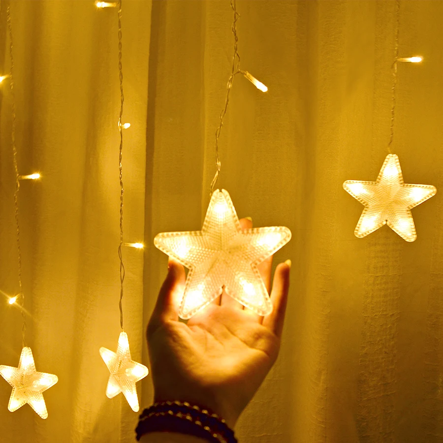 Светодиодный светильник со звездами, занавесками, гирляндой, светильник светодиодный, гирлянда, светильник для окна, для спальни, детской комнаты, вечерние, на день рождения, принадлежности для деревьев
