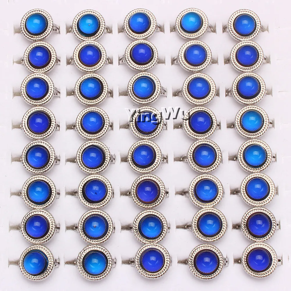 Yingwu Vintage Retro Change Mood Ring Round Emotion Feeling Changeable Ring Temperature Control Color Rings Women 20pcs
