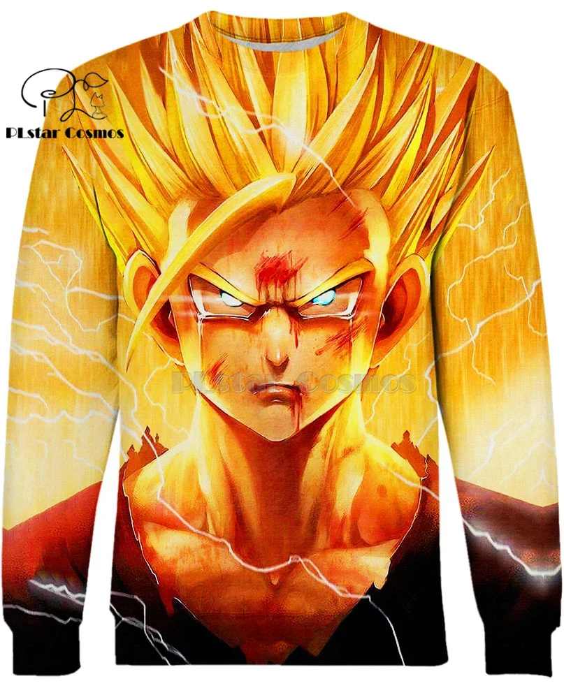 PLstar Космос Япония аниме Dragon ball Z Супер Саян 3d толстовки/Толстовка зима осень забавные Harajuku streetwear-3