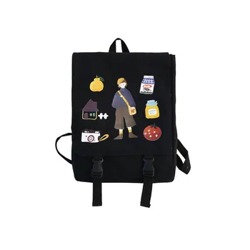 

Mochila Feminina Laptop Bag Preppy Style Cartoon Printed Backpack 2020 New Women's Canvas Bag Cover Shoulder Bag