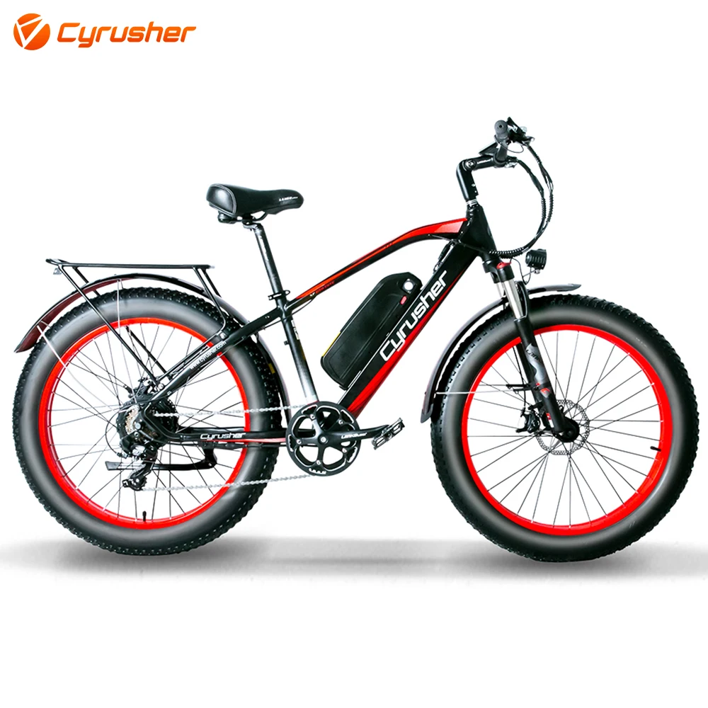 Cyrusher 26 дюймов Электрический велосипед 48V1000W13A толстый снег горный 4 0 шины пляжный