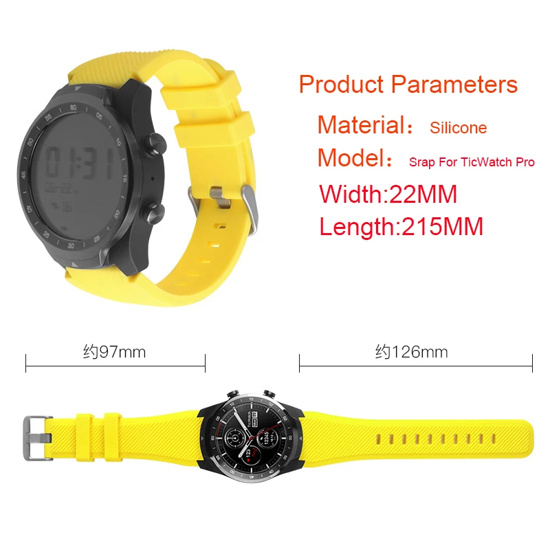 22 мм силиконовый ремешок для Ticwatch Pro Смарт-часы спортивный цветной моющийся ремешок для Xiaomi Huami Amazfit Stratos 2 2S ремешок для часов