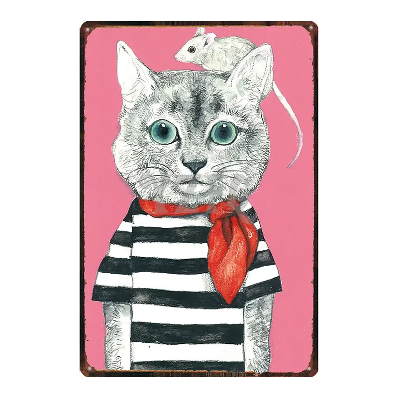 Японская кошачья дощечка с надписью металлическая пластина с винтажным рисунком для настенного плаката Бар Искусство домашний декор куадро DU-2872A - Цвет: DU2886