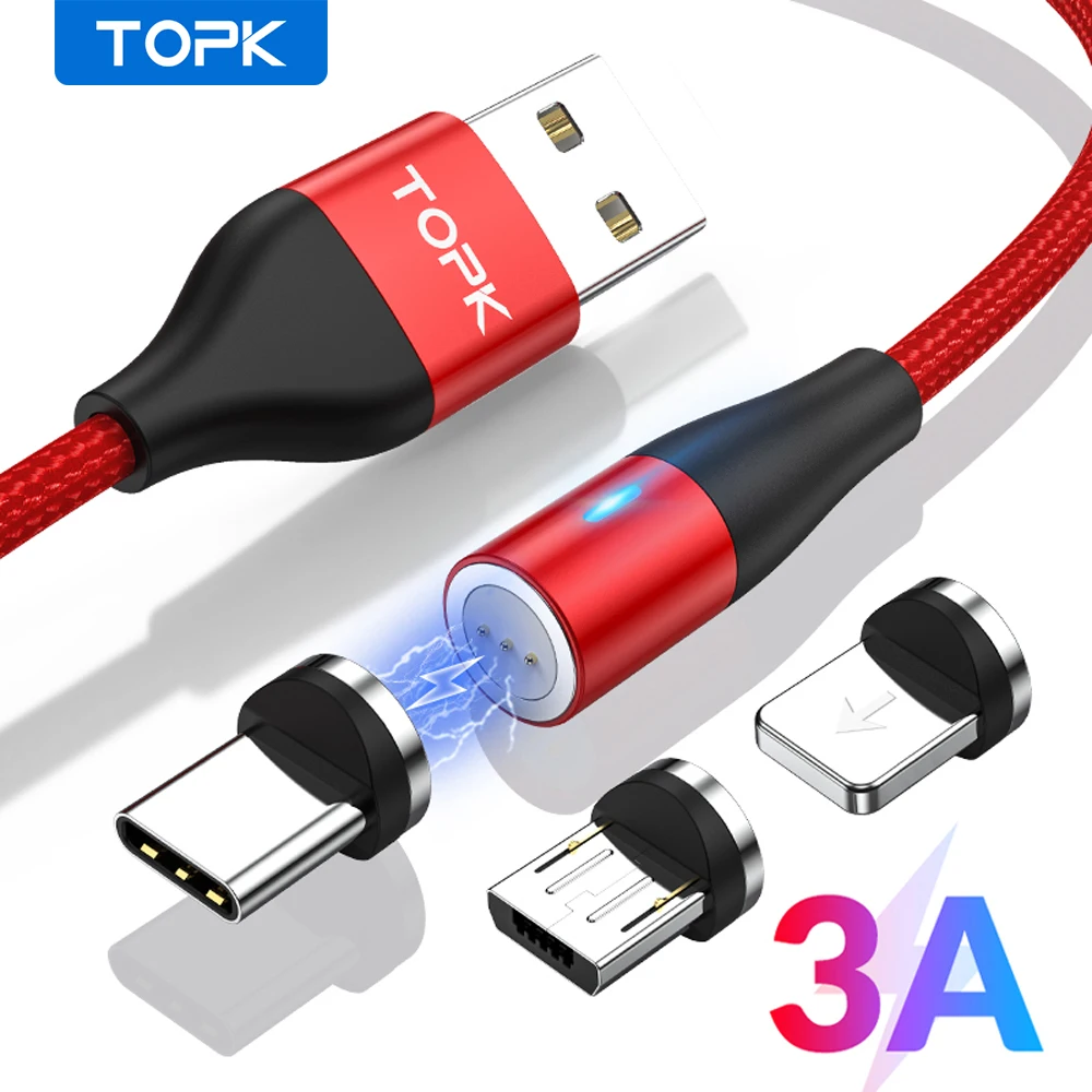 Магнитный usb кабель TOPK AM60 3A, кабель Micro USB type C для быстрой зарядки для xiaomi redmi note 7 samsung s9, iPhone Xs Max|Кабели для мобильных телефонов| | АлиЭкспресс