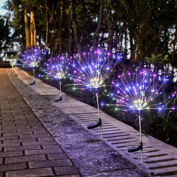

Solar Light Outdoor Garden 90 120 150 LEDs Walkway Copper Wire Lawn Patio Starburst Backyard Stake Landscape Fireworks Decor