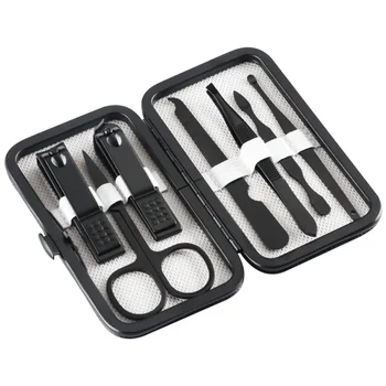 

7Pcs Professional Manicure Suits Multipurpose Nail Clipper Cutter Trimmer Nail File with Case(Black)