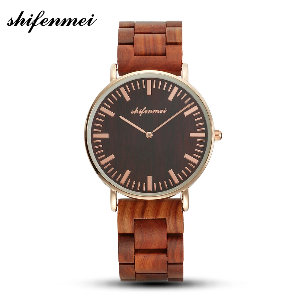 

Shifenmei's exquisite quartz watch Women's minimalist wooden watch uartz wooden alarm clock Gifts that women like holiday gifts