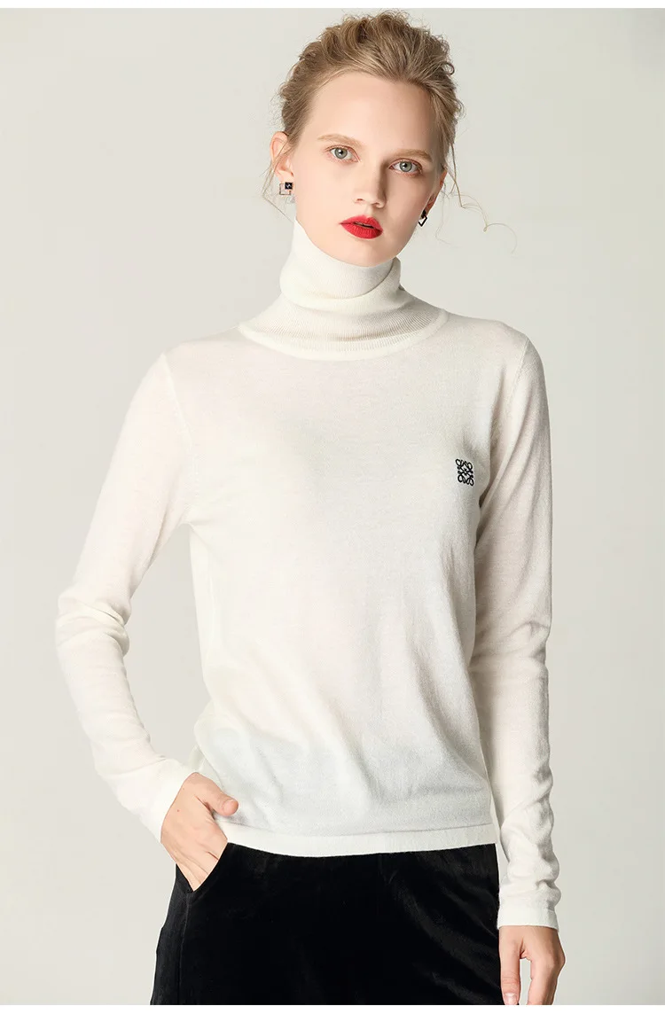 New style autumn winter sweater woman pure color soft comfortable pile collar bottom shirt self-cultivation knit sweater