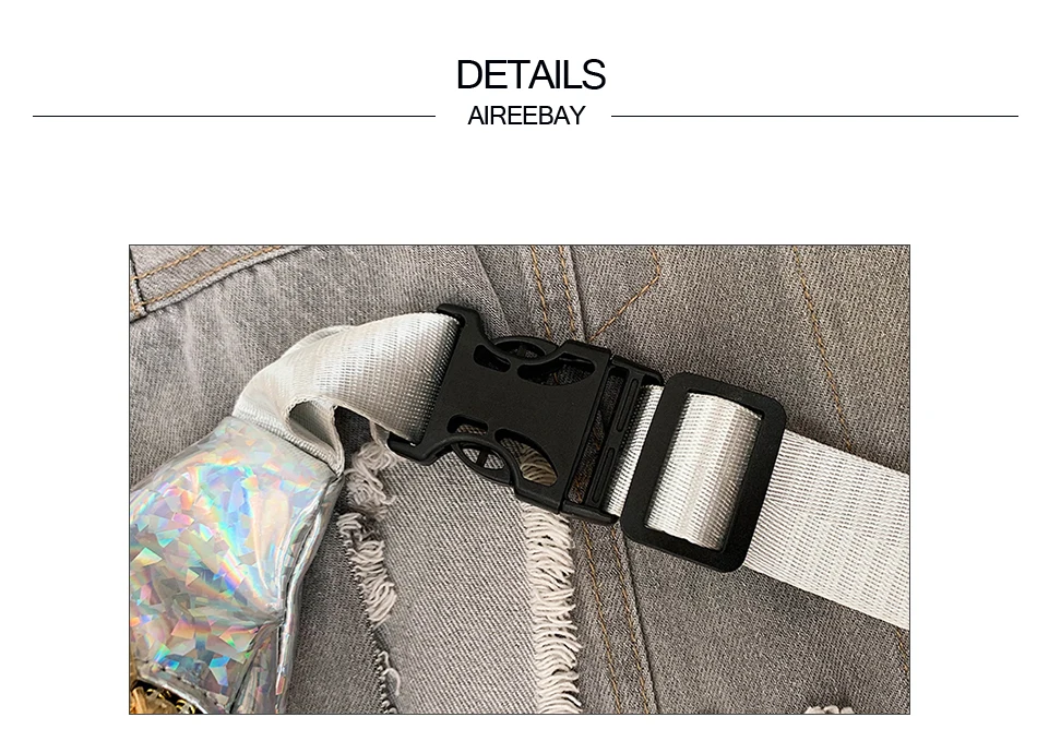 AIREEBAY 3-Zipper Pocket Женская голографическая поясная сумка розовый серебряный с блестками поясная сумка для женщин Лазерная грудь Бум сумки с голограммой