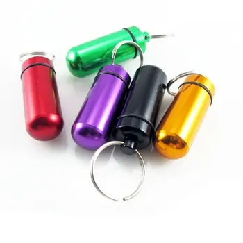 

1 pc Mini Portable Waterproof Aluminum Pill Box Case Bottle Cache Drug Holder Container With Keychain